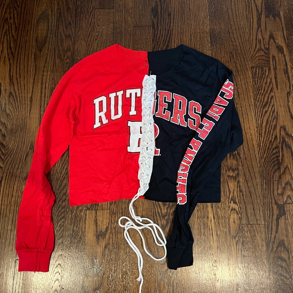 Rutgers long sleeve game day tailgate crop top